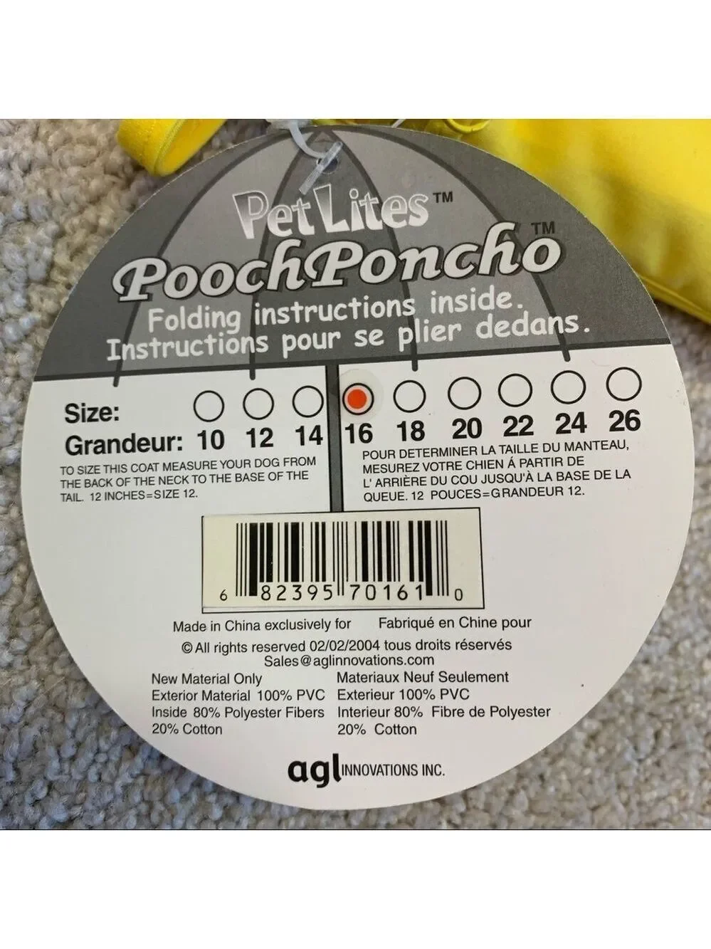 PETLITES Poochponcho yellow small breed dog raincoat multiple sizes
